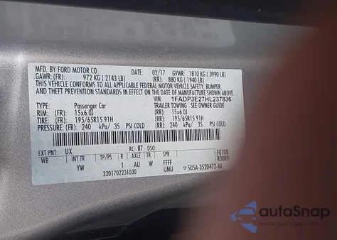 2017 Ford Focus S from USA, damaged, VIN 1FADP3E27HL237836